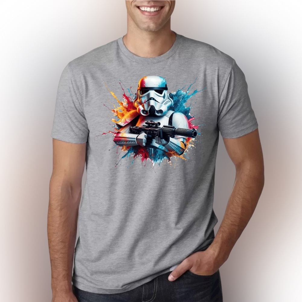 Futuristic Space Warrior Graphic Tee | Color Splash Art T-Shirt